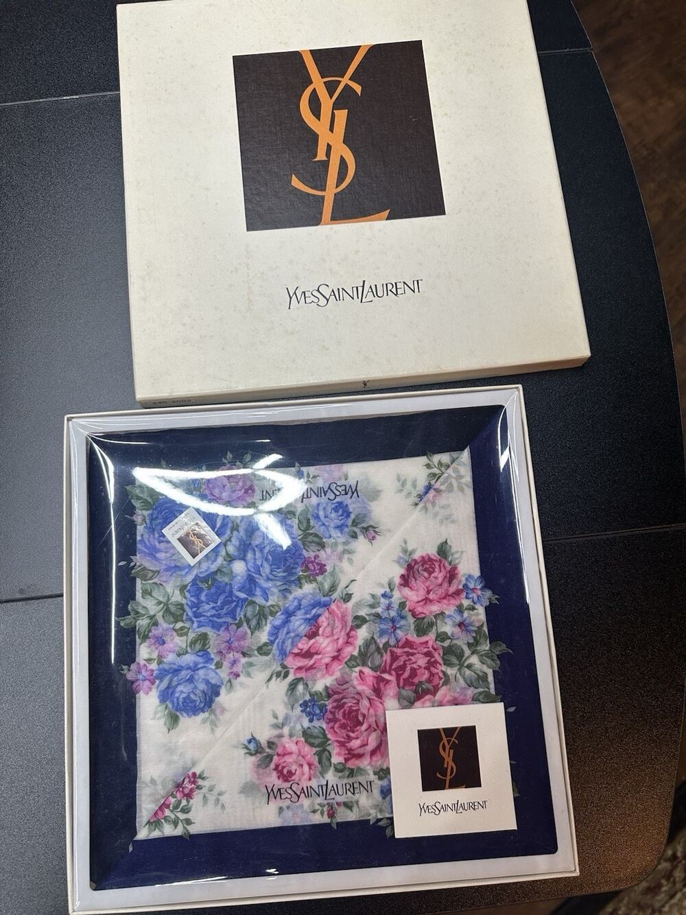 Vintage Yves Saint Laurent YSL Floral Handkerchief New in Box Japan Designer